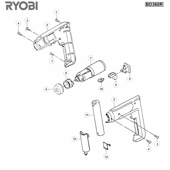 Ryobi BD336FL Spare Parts List Type: 1000057715